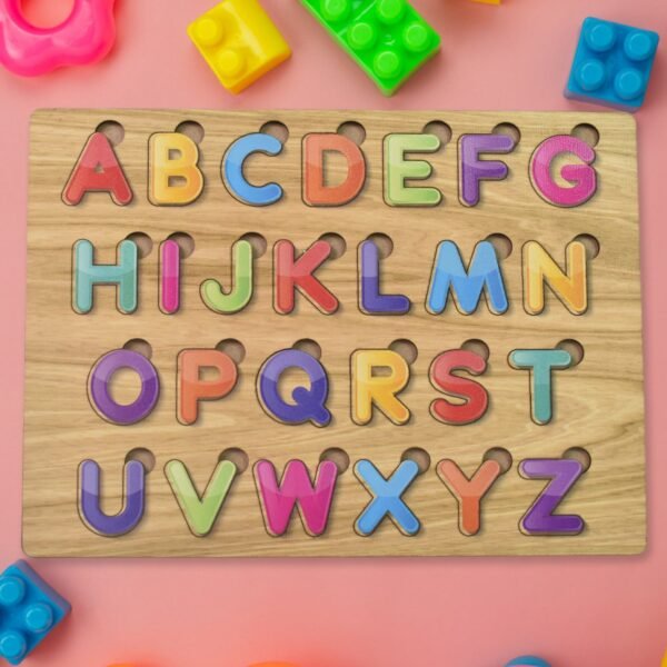 Wooden Puzzle Board ABC Letters Shapes Educational Learning Toy